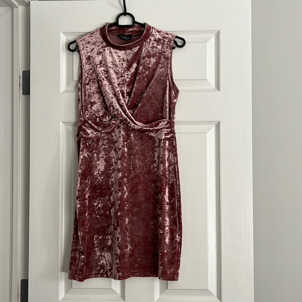 Topshop Pink Velvet Minidress